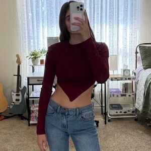 Wine Red Cropped Top w/ open back